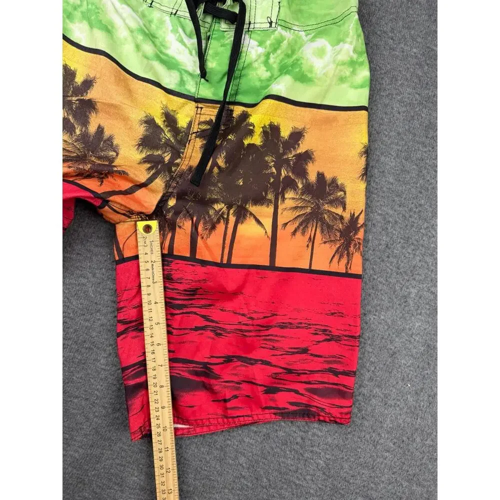 Men's Medium Board Shorts Palm‎ Tree Sunset Design Size Medium